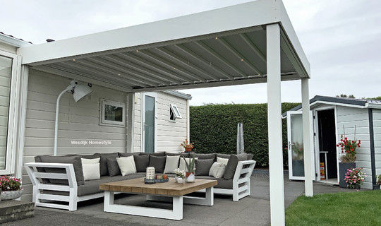 Schuifbare terrasoverkapping met PVC doek horizontaal 